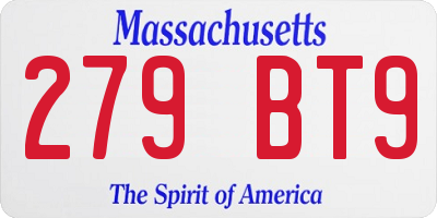 MA license plate 279BT9
