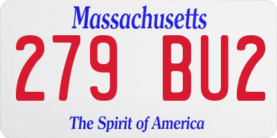 MA license plate 279BU2