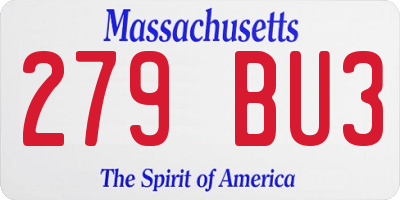 MA license plate 279BU3