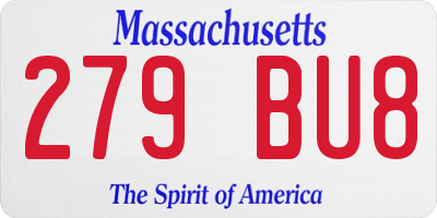 MA license plate 279BU8