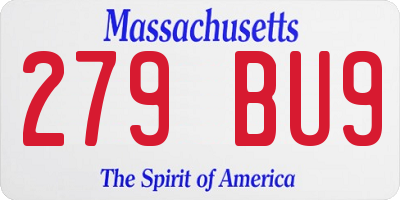 MA license plate 279BU9