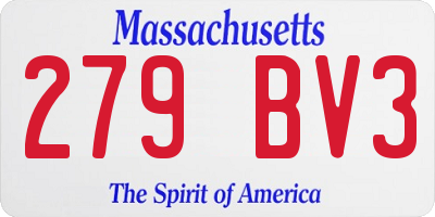 MA license plate 279BV3