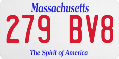 MA license plate 279BV8
