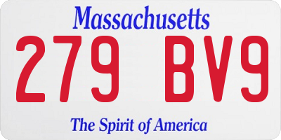 MA license plate 279BV9