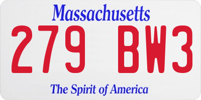 MA license plate 279BW3
