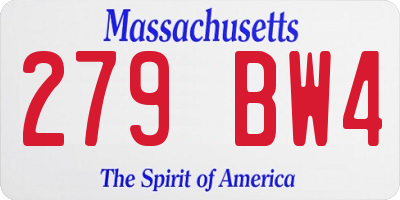 MA license plate 279BW4
