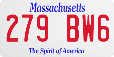 MA license plate 279BW6