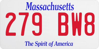 MA license plate 279BW8
