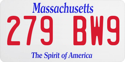 MA license plate 279BW9