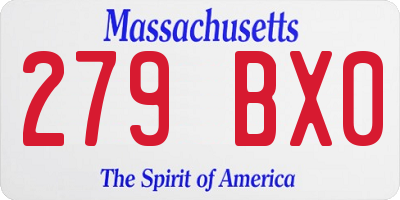 MA license plate 279BX0