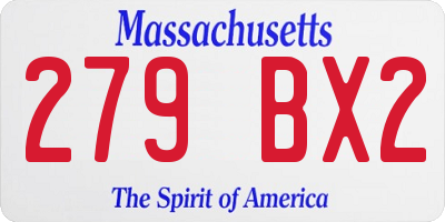 MA license plate 279BX2
