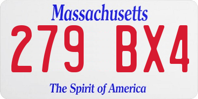 MA license plate 279BX4