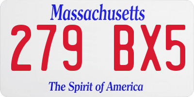 MA license plate 279BX5