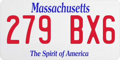 MA license plate 279BX6