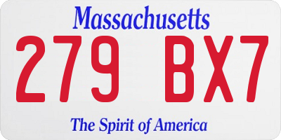 MA license plate 279BX7
