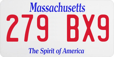 MA license plate 279BX9