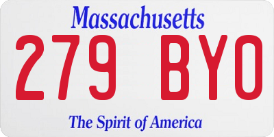 MA license plate 279BY0