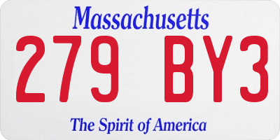 MA license plate 279BY3