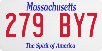 MA license plate 279BY7