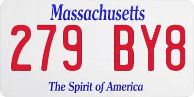 MA license plate 279BY8
