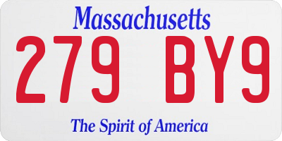 MA license plate 279BY9