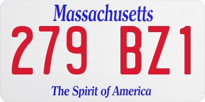 MA license plate 279BZ1