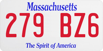 MA license plate 279BZ6