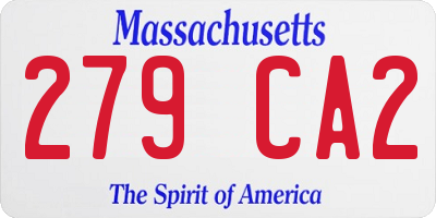 MA license plate 279CA2