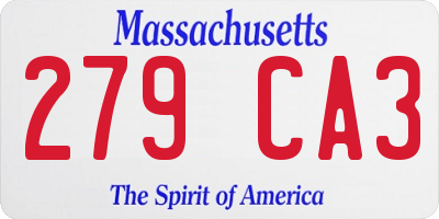 MA license plate 279CA3