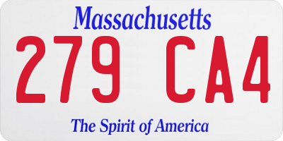 MA license plate 279CA4