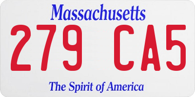 MA license plate 279CA5