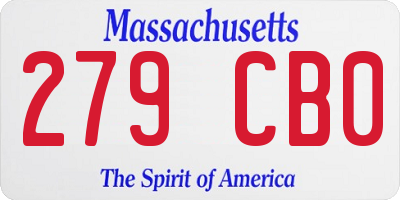 MA license plate 279CB0