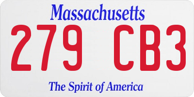 MA license plate 279CB3