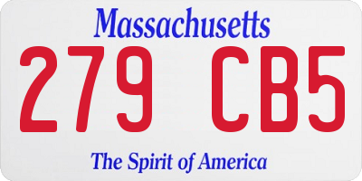 MA license plate 279CB5