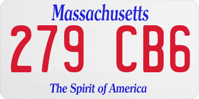 MA license plate 279CB6