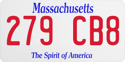 MA license plate 279CB8