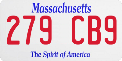 MA license plate 279CB9
