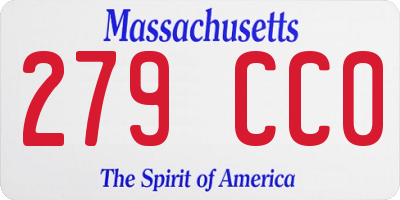 MA license plate 279CC0