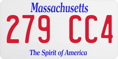 MA license plate 279CC4