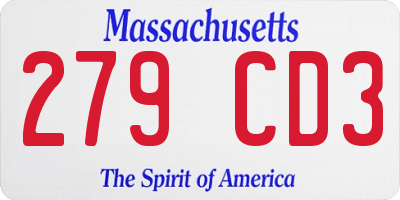 MA license plate 279CD3