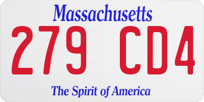 MA license plate 279CD4