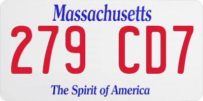 MA license plate 279CD7