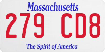 MA license plate 279CD8