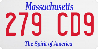 MA license plate 279CD9