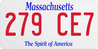 MA license plate 279CE7