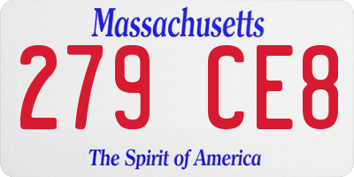 MA license plate 279CE8