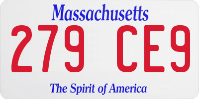 MA license plate 279CE9