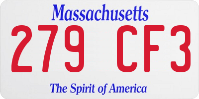 MA license plate 279CF3