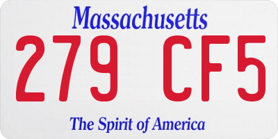MA license plate 279CF5