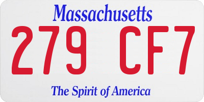 MA license plate 279CF7